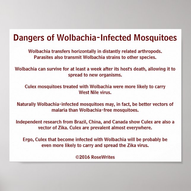 Dangers of Wolbachia Mosquitoes by RoseWrites Poster (Front)