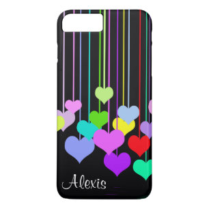 Dangling Hearts on Black iPhone 8 Plus/7 Plus Case
