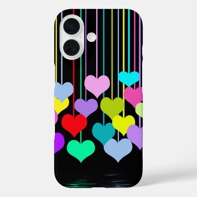 Dangling Hearts On Black Case-Mate iPhone Case (Back)
