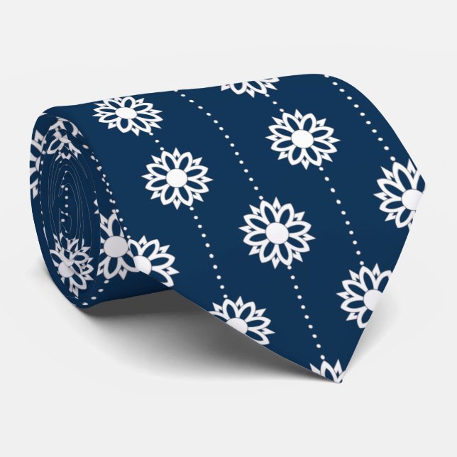 Dangling Little Stars over Navy Blue Tie (Rolled)