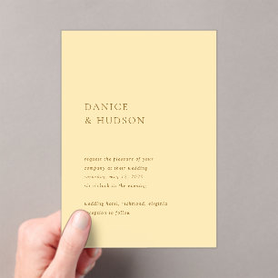 Danice Butter Yellow Modern Wedding Acrylic Invitations