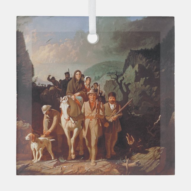 Daniel Boone escorting settlers  Glass Tree Decoration (Front)