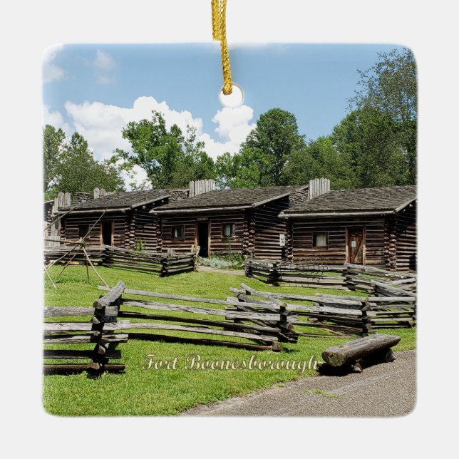 Daniel Boone's 18th Century Fort Boonesborough, KY Ceramic Ornament (Front)