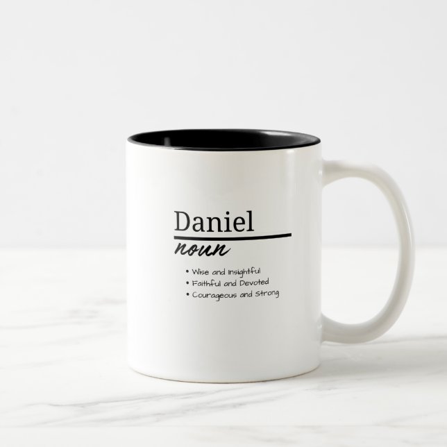 Daniel, Boy Personalised Name Definition Two-Tone Coffee Mug (Right)