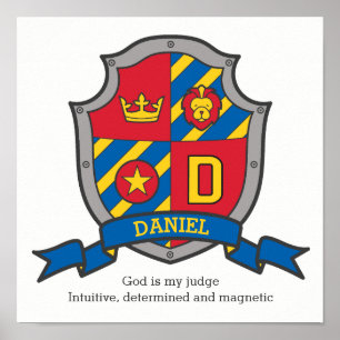 Daniel boys name letter D meaning heraldry shield Poster