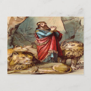 Daniel in the lion`s den postcard