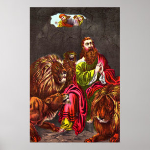 Daniel in the lion`s den Vintage poster