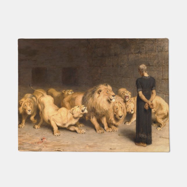 Daniel In The Lions Den 1872 By Briton Riviere Doormat (Front)