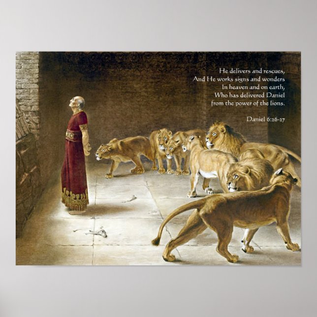 Daniel in the Lion's Den Bible Art Scripture Poster (Front)