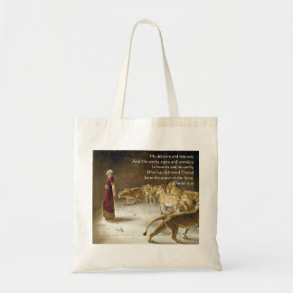 Daniel in the Lion's Den Bible Art Scripture Tote Bag
