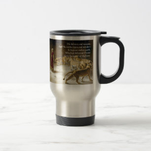 Daniel in the Lion's Den Bible Art Scripture Travel Mug