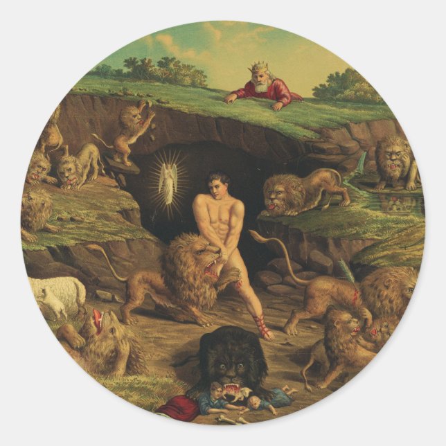 Daniel in the Lions' Den Classic Round Sticker (Front)