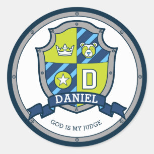Daniel letter D name meaning heraldry shield kids Classic Round Sticker