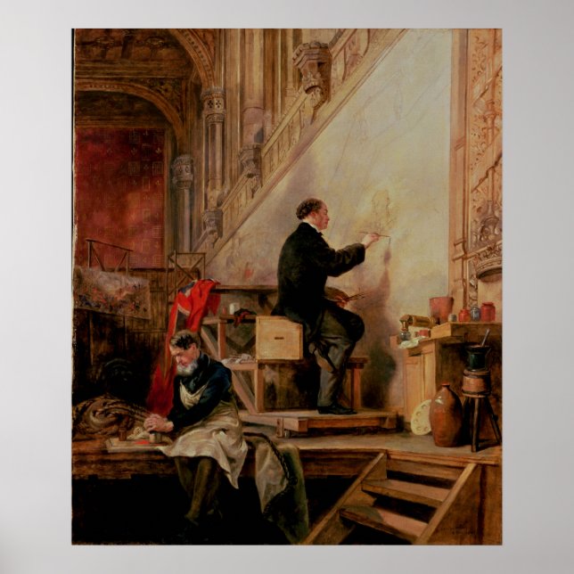 Daniel Maclise  painting his mural Poster (Front)