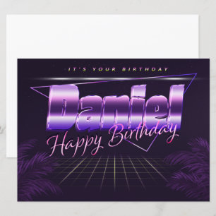 Daniel Name Vorname lila retro Karte Geburtstag Card