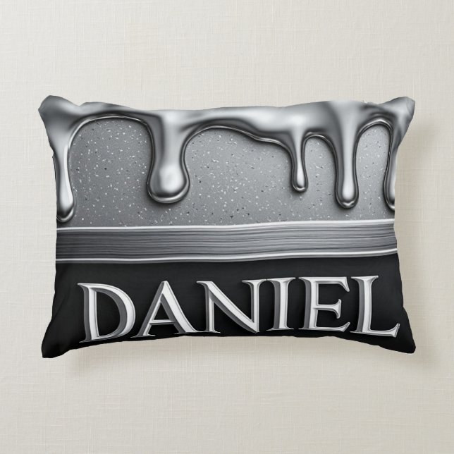Daniel Name with Dripping Liquid Metal  Decorative Cushion (Front)