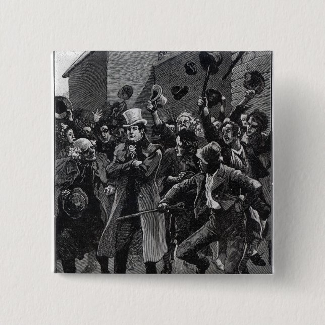 Daniel O'Connell  returning home from prison 15 Cm Square Badge (Front)