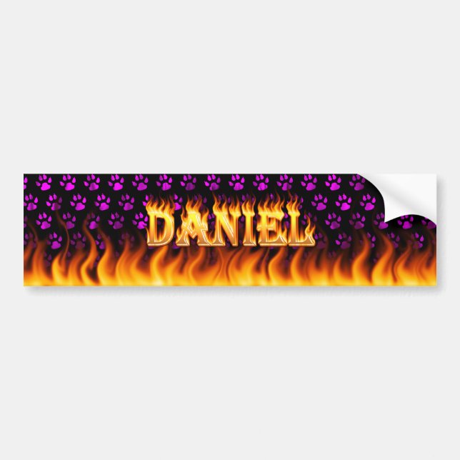 Daniel real fire and flames bumper sticker design. (Front)