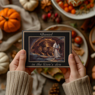 Daniel standing in the lions den rocky cave postcard