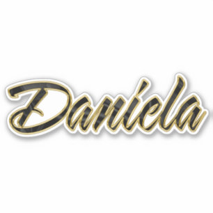 Daniela black gold lettering Sticker
