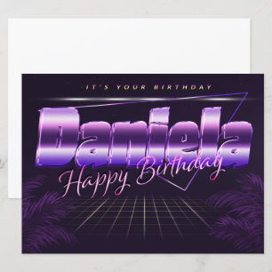 Daniela Name Vorname lila retro Karte Geburtstag Card