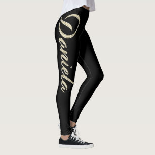 Daniela white gold Handwriting trousers Leggings
