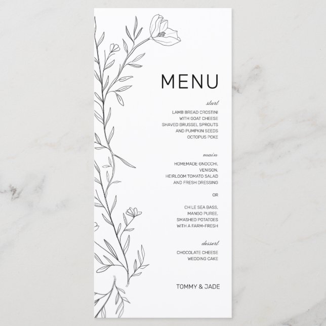 Daniella Floral Menu (Front)