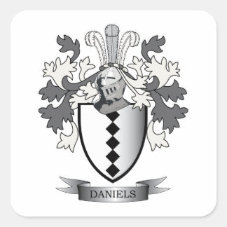 Daniels Family Crest Coat of Arms Square Sticker