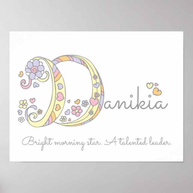 Danikia decorative D name and meaning poster (Front)
