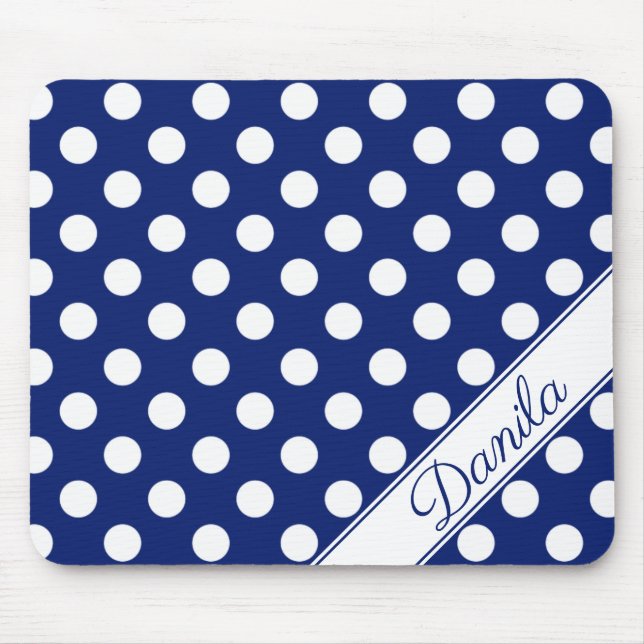 Danila Custom Name Template Dark Blue White Dots Mouse Mat (Front)