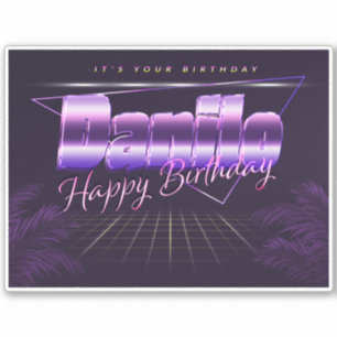 Danilo Name Vorname lila retro Sticker Geburtstag