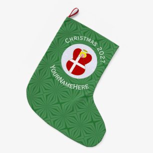 Danish Angel Christmas Flag Personalised  Large Christmas Stocking