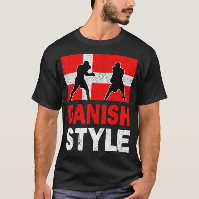 Danish Boxing Vintage Denmark Flag Danish Boxing P T-Shirt (Front)