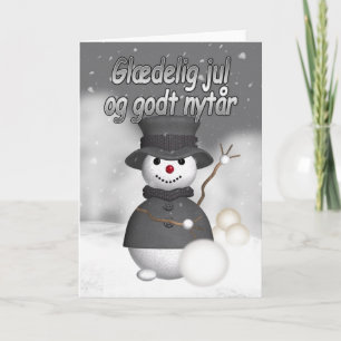 Danish christmas card with modern stylish snoman