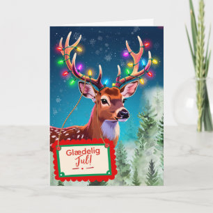 Danish Christmas Deer Spreading Cheer and Joy Holiday Card