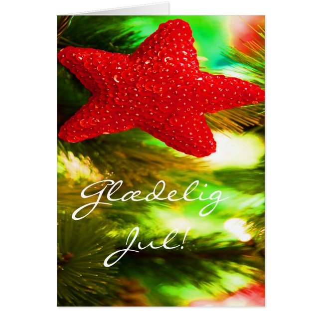 Danish Christmas Glædelig Jul,Godt Nytår Red Star (Front)