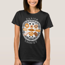 Danish cookies t-shirt assortment on doily black