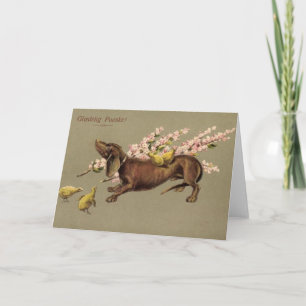 Danish Dachshund Easter Card - Glædelig Paaske