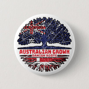 Danish Denmark Australian Australia Tree Roots 6 Cm Round Badge