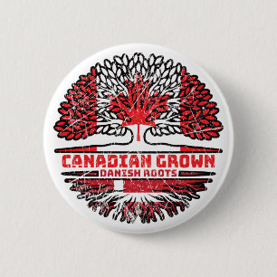 Danish Denmark Canadian Canada Tree Roots Flag 6 Cm Round Badge
