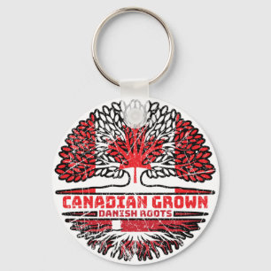 Danish Denmark Canadian Canada Tree Roots Flag Key Ring