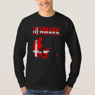Danish Denmark Country Map Flag Distressed Denma T-Shirt