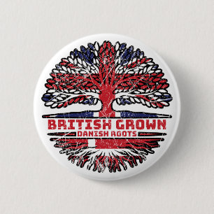 Danish Denmark Uk United Kingdom British Tree 6 Cm Round Badge