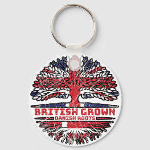 Danish Denmark Uk United Kingdom British Tree Key Ring