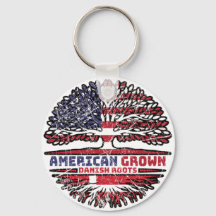 Danish Denmark US American USA United States Tree Key Ring