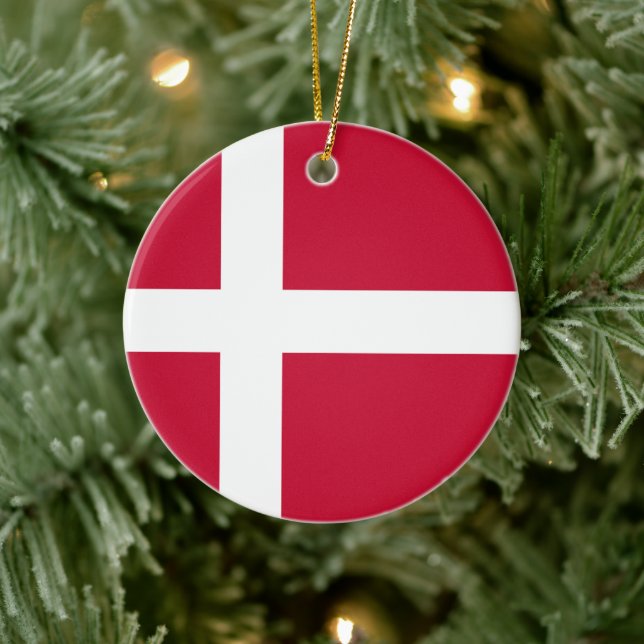 Danish Flag Ceramic Tree Decoration (Tree)