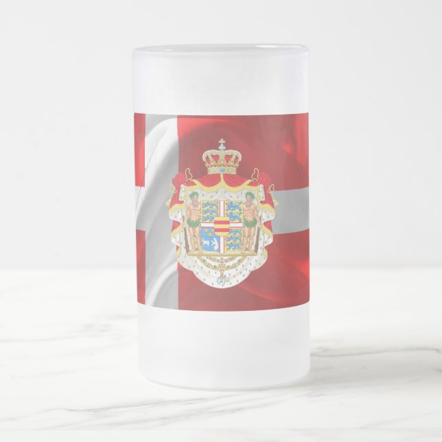 Danish flag-Coat of arms Frosted Glass Beer Mug (Center)