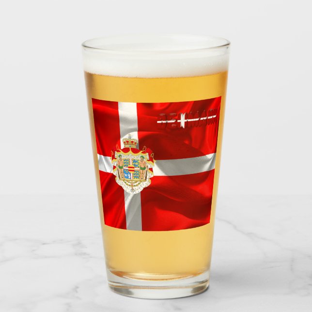 Danish flag-coat of arms   glass (Front Filled)
