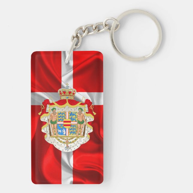 Danish flag-Coat of arms Key Ring (Back)