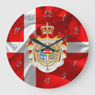 Danish flag-Coat of arms Large Clock